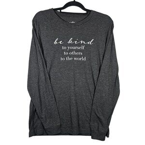 Be Kind Graphic Long Sleeve Shirt Panche Brand Heathered Charcoal Gray Soft Ligh